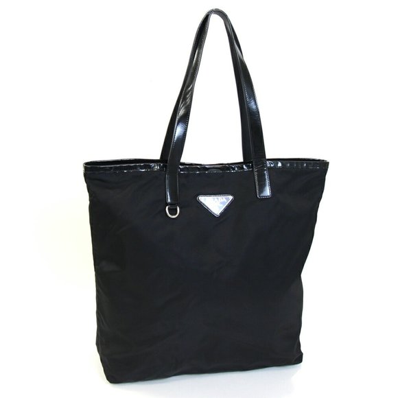 Prada Tote Bag BR4371 Black Nylon Patent Leather Shoulder for Women PRADA - Picture 1 of 9